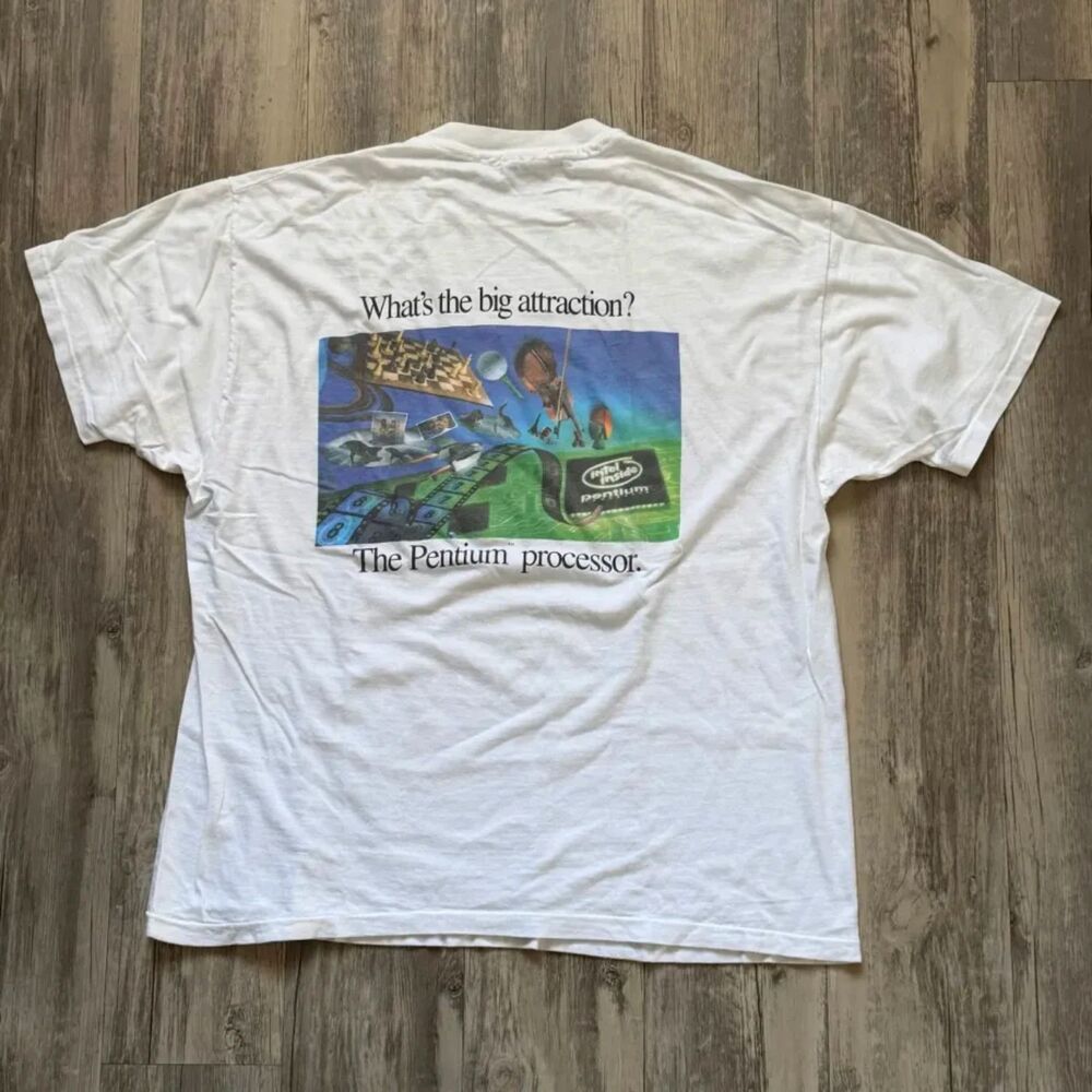 Vintage 90s Intel Pentium Processor Promo T-Shirt "Whats The Big Attraction" XL
